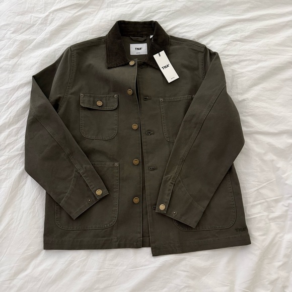 Aritzia TNA Khaki Jacket with Corduroy Collar - Picture 2 of 4